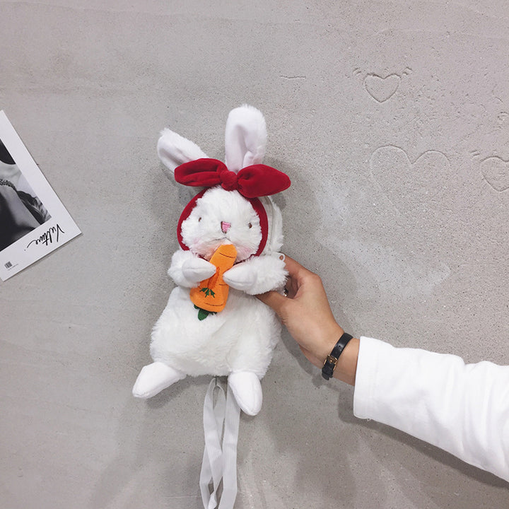 Plush Bunny-Themed Crossbody Bag