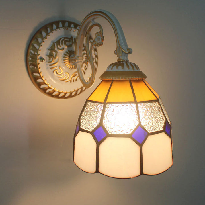 Kalsten | 1-Head Shade Wall Lamp Tiffany Style Handmade Glass Wall Lamp for Living Room
