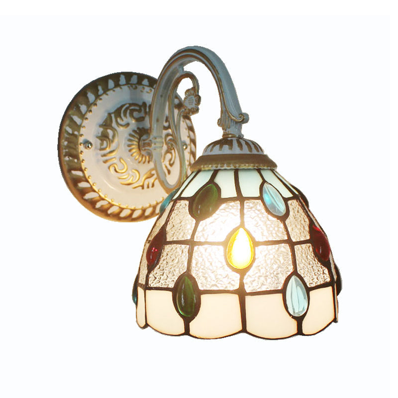 Kalsten | 1-Head Shade Wall Lamp Tiffany Style Handmade Glass Wall Lamp for Living Room
