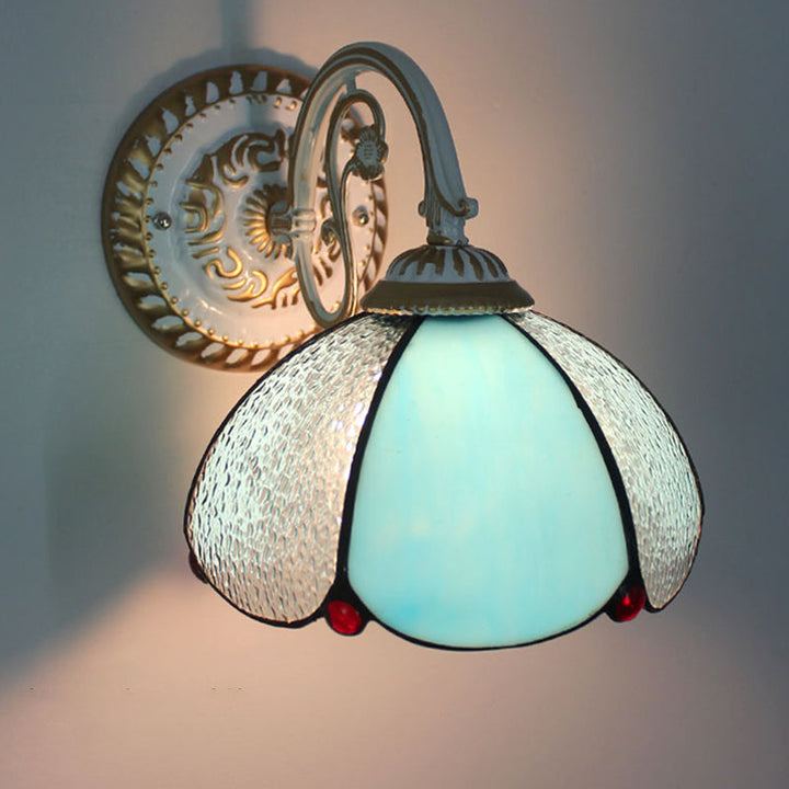 Kalsten | 1-Head Shade Wall Lamp Tiffany Style Handmade Glass Wall Lamp for Living Room