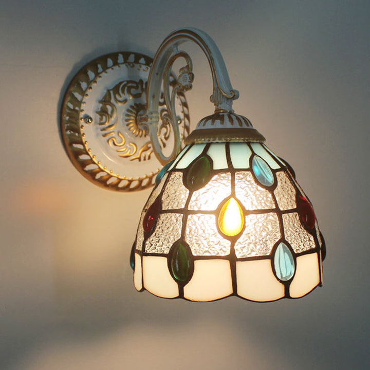 Kalsten | 1-Head Shade Wall Lamp Tiffany Style Handmade Glass Wall Lamp for Living Room