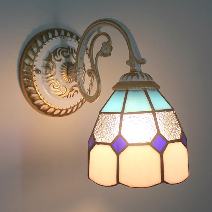 Kalsten | 1-Head Shade Wall Lamp Tiffany Style Handmade Glass Wall Lamp for Living Room