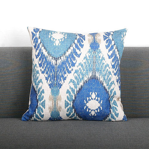 Ikat-Print Square Decorative Throw Pillow Cover with Hidden Zipper