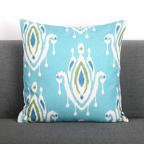 Ikat-Print Square Decorative Throw Pillow Cover with Hidden Zipper