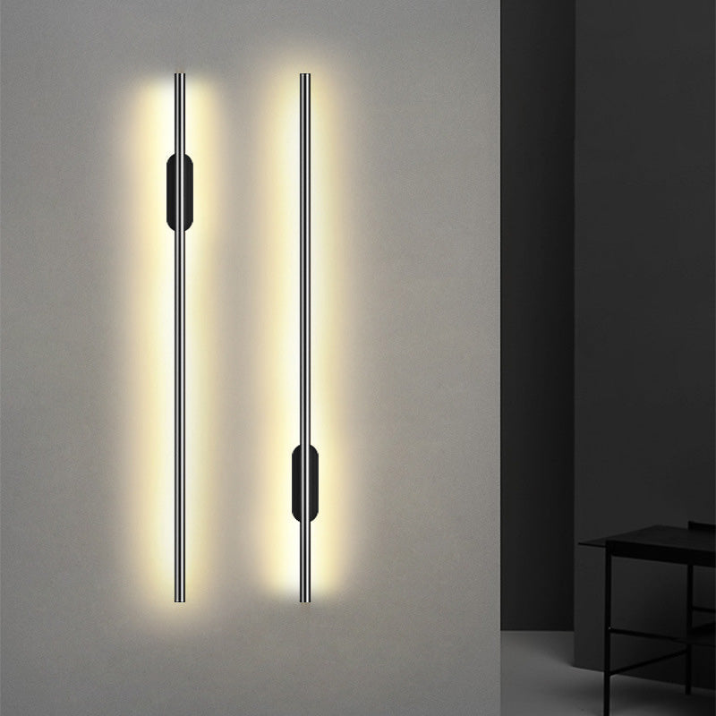 Black Rod LED Wall Lamp Fixture Simple Style Metallic Sconce Light for Living Room | Kalsten
