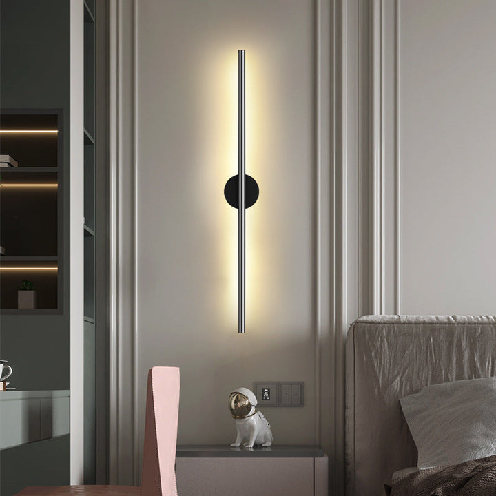 Black Rod LED Wall Lamp Fixture Simple Style Metallic Sconce Light for Living Room | Kalsten