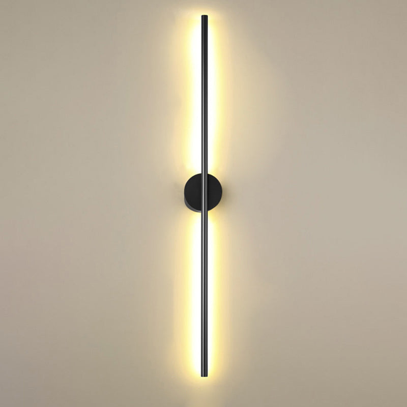 Black Rod LED Wall Lamp Fixture Simple Style Metallic Sconce Light for Living Room | Kalsten