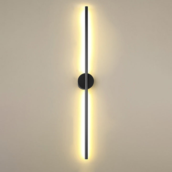 Black Rod LED Wall Lamp Fixture Simple Style Metallic Sconce Light for Living Room | Kalsten