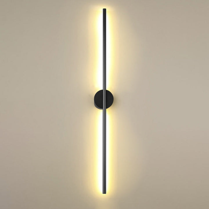 Black Rod LED Wall Lamp Fixture Simple Style Metallic Sconce Light for Living Room | Kalsten