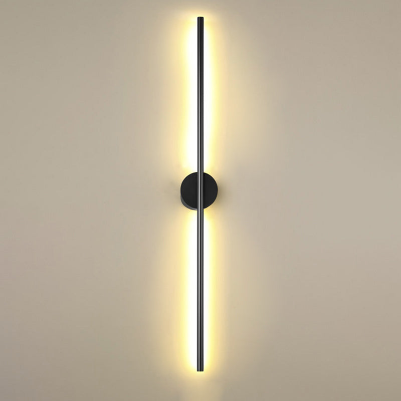 Black Rod LED Wall Lamp Fixture Simple Style Metallic Sconce Light for Living Room | Kalsten