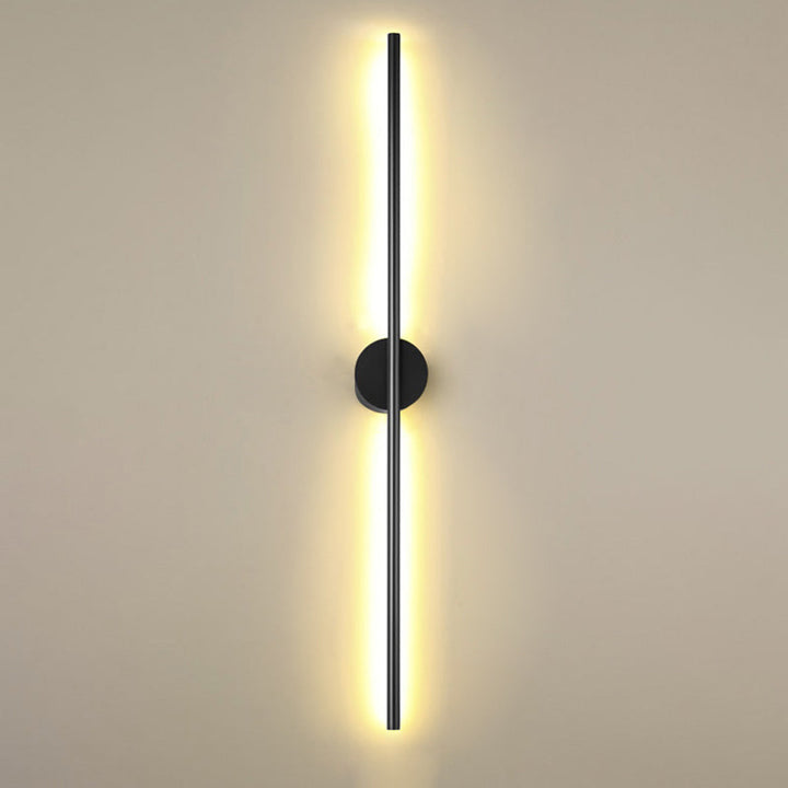 Black Rod LED Wall Lamp Fixture Simple Style Metallic Sconce Light for Living Room | Kalsten