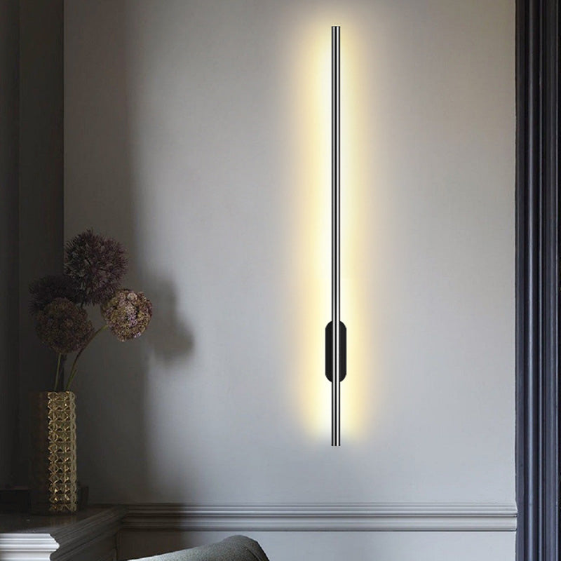 Black Rod LED Wall Lamp Fixture Simple Style Metallic Sconce Light for Living Room | Kalsten
