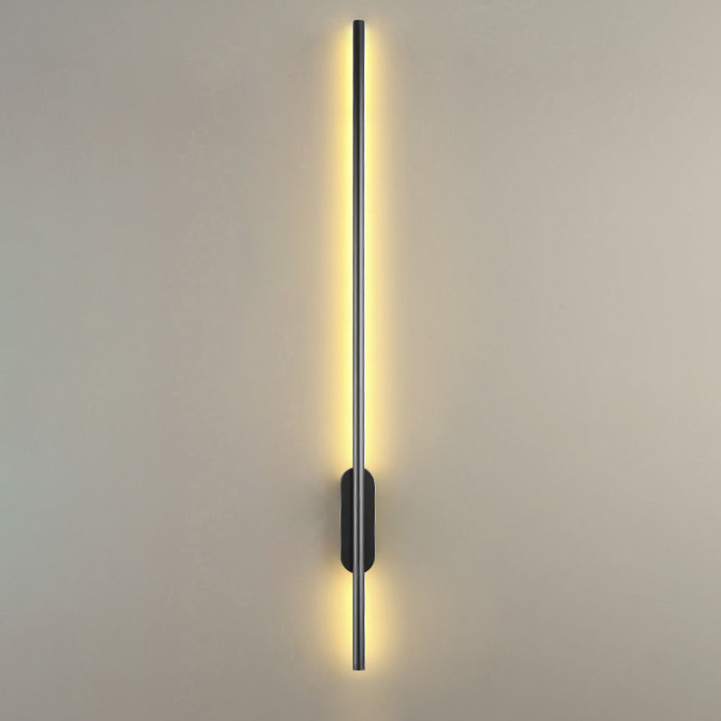 Black Rod LED Wall Lamp Fixture Simple Style Metallic Sconce Light for Living Room | Kalsten