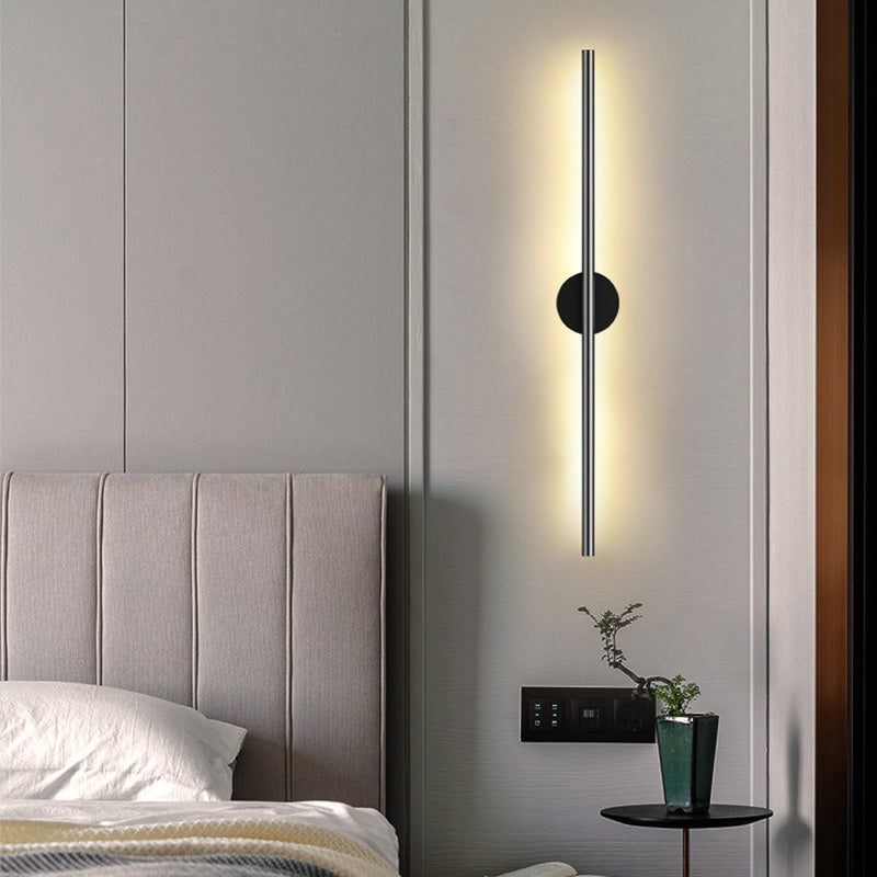 Black Rod LED Wall Lamp Fixture Simple Style Metallic Sconce Light for Living Room | Kalsten