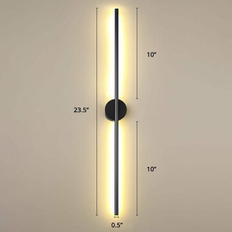 Black Rod LED Wall Lamp Fixture Simple Style Metallic Sconce Light for Living Room | Kalsten