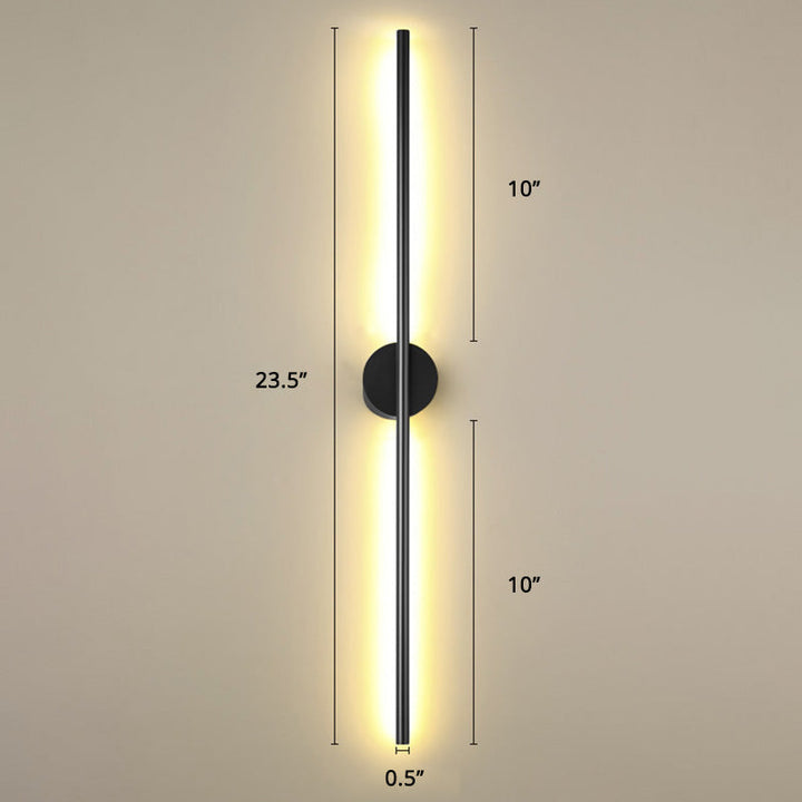 Black Rod LED Wall Lamp Fixture Simple Style Metallic Sconce Light for Living Room | Kalsten