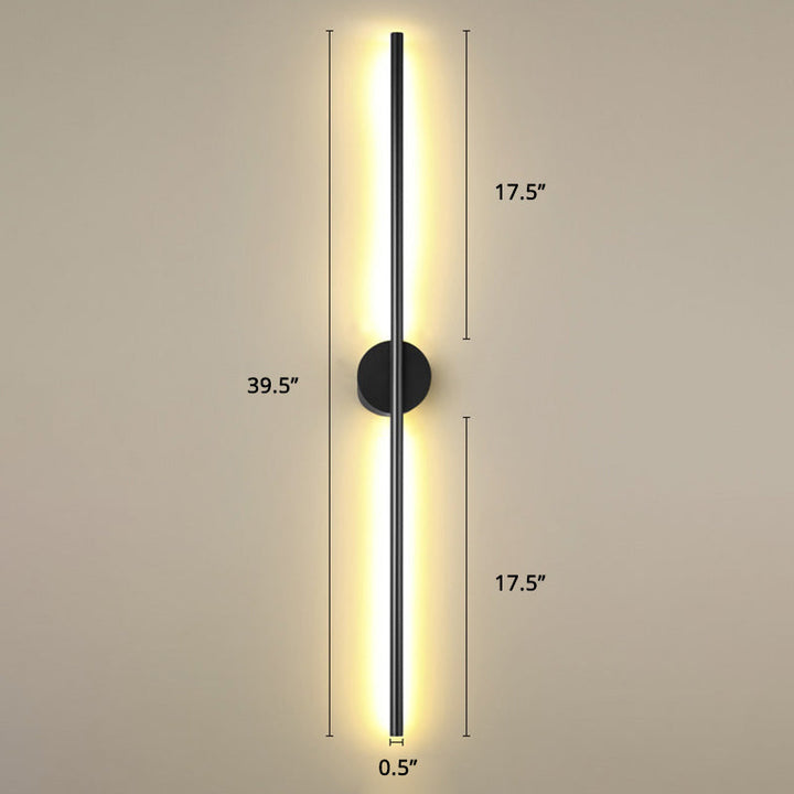 Black Rod LED Wall Lamp Fixture Simple Style Metallic Sconce Light for Living Room | Kalsten