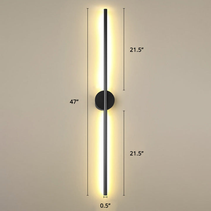 Black Rod LED Wall Lamp Fixture Simple Style Metallic Sconce Light for Living Room | Kalsten