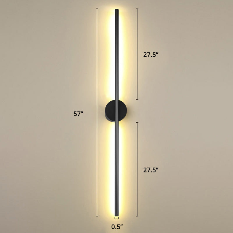 Black Rod LED Wall Lamp Fixture Simple Style Metallic Sconce Light for Living Room | Kalsten
