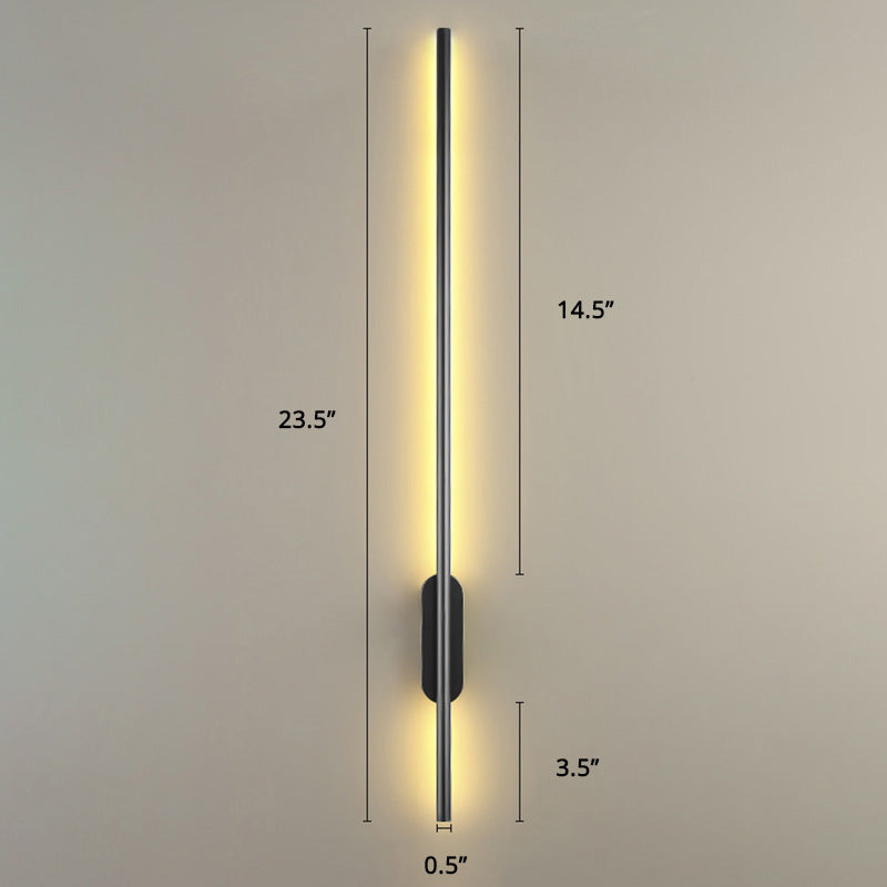 Black Rod LED Wall Lamp Fixture Simple Style Metallic Sconce Light for Living Room | Kalsten
