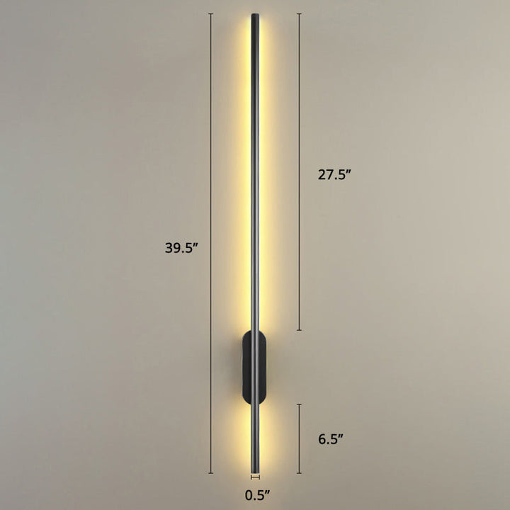 Black Rod LED Wall Lamp Fixture Simple Style Metallic Sconce Light for Living Room | Kalsten