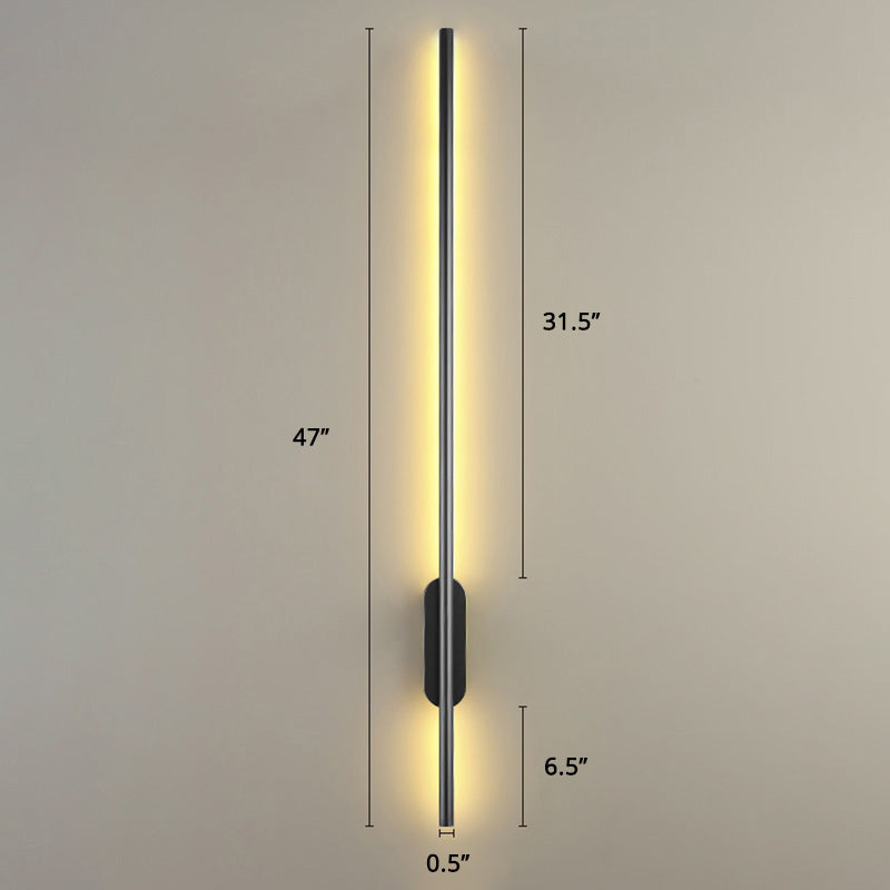 Black Rod LED Wall Lamp Fixture Simple Style Metallic Sconce Light for Living Room | Kalsten