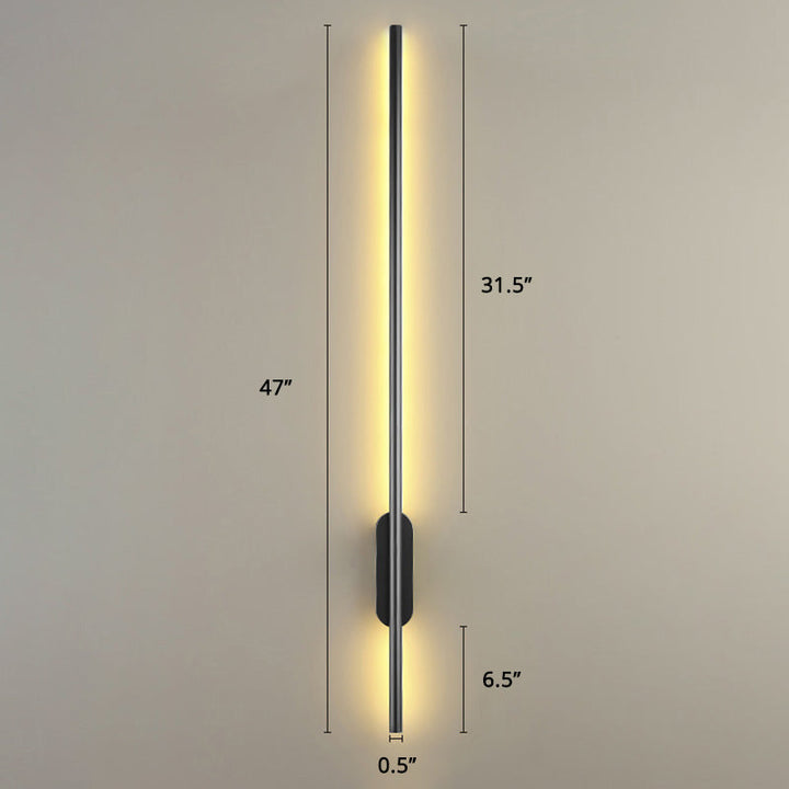 Black Rod LED Wall Lamp Fixture Simple Style Metallic Sconce Light for Living Room | Kalsten
