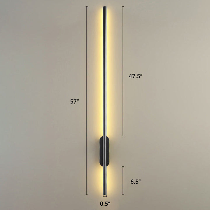 Black Rod LED Wall Lamp Fixture Simple Style Metallic Sconce Light for Living Room | Kalsten