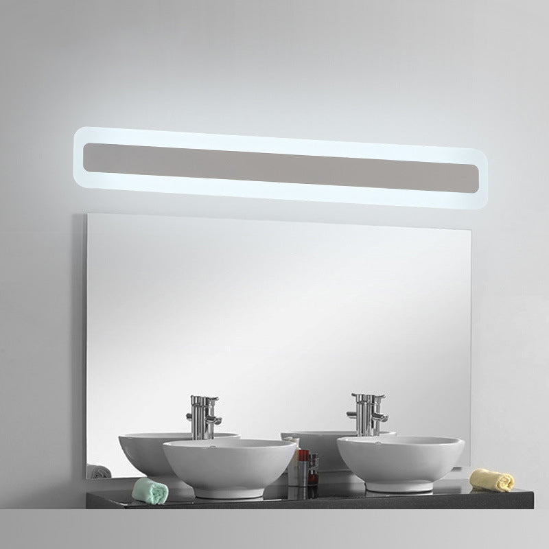 Ultrathin Bar Shaped Flush Wall Sconce Minimalist Acrylic White LED Vanity Light Fixture | Kalsten