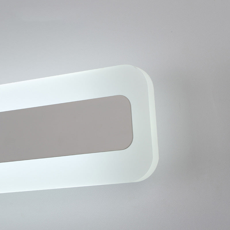 Ultrathin Bar Shaped Flush Wall Sconce Minimalist Acrylic White LED Vanity Light Fixture | Kalsten