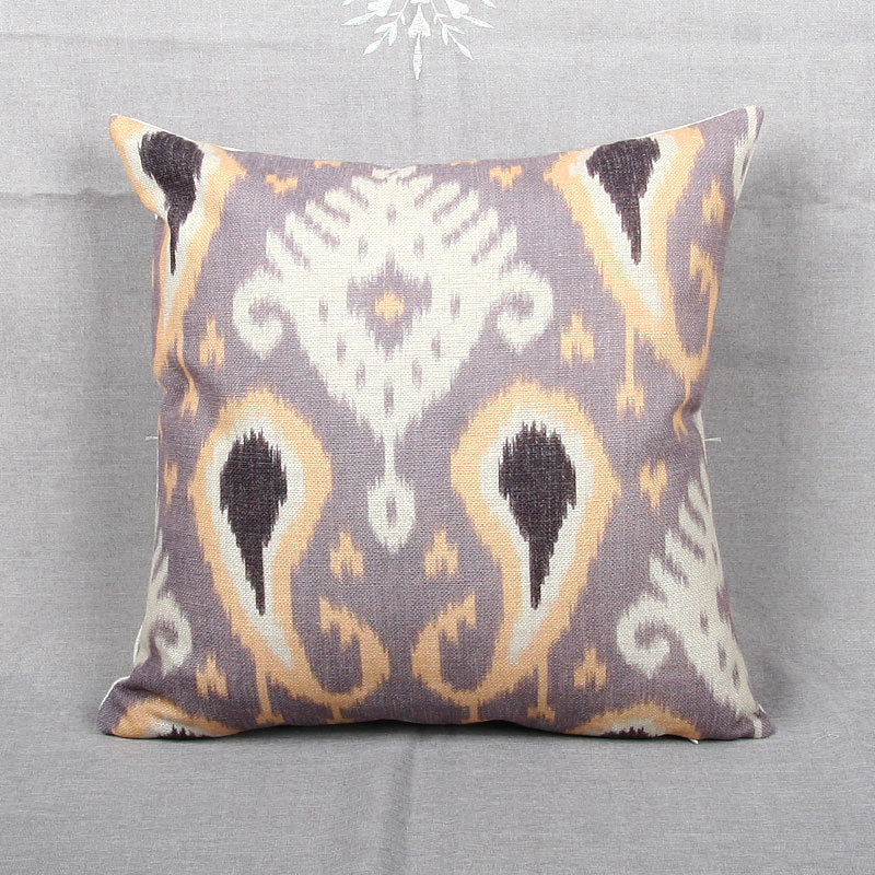 Ikat-Print Square Decorative Throw Pillow Cover with Hidden Zipper