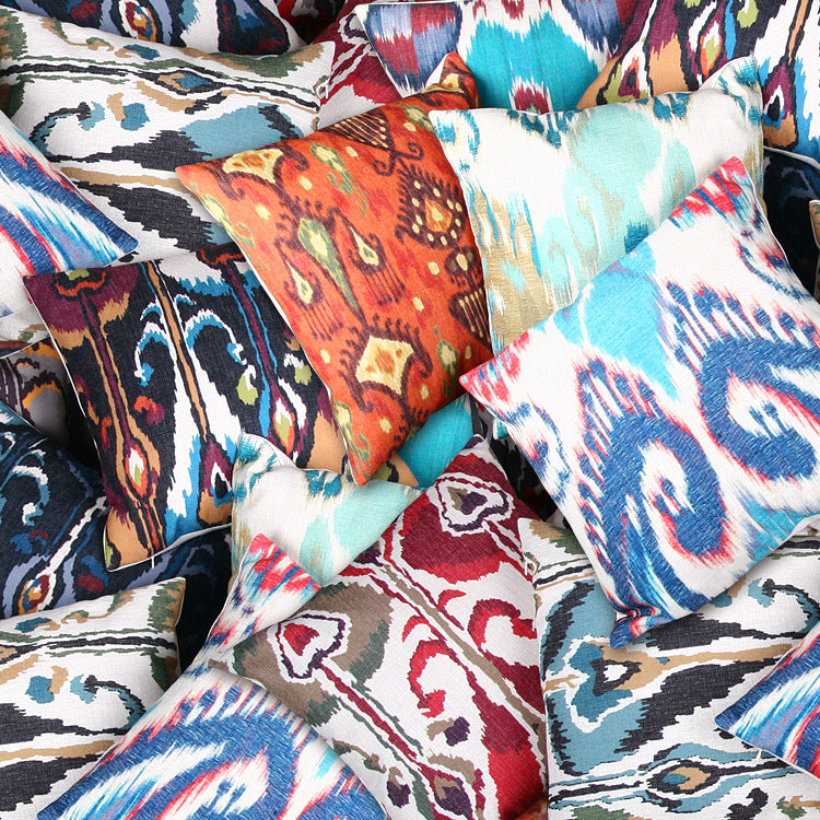 Ikat-Print Square Decorative Throw Pillow Cover with Hidden Zipper