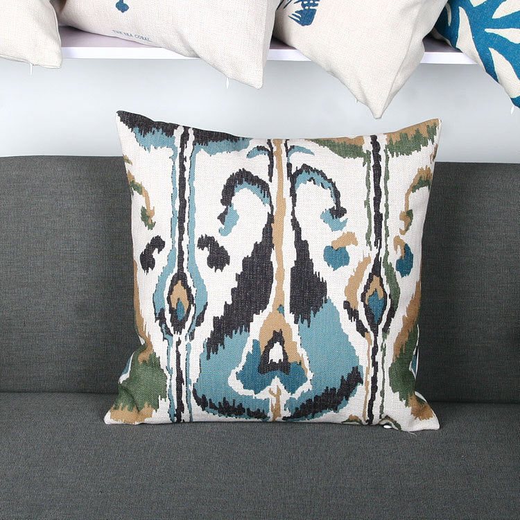 Ikat-Print Square Decorative Throw Pillow Cover with Hidden Zipper