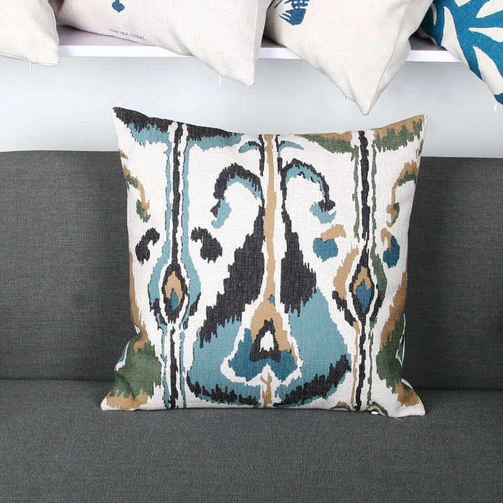 Ikat-Print Square Decorative Throw Pillow Cover with Hidden Zipper