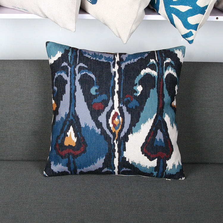 Ikat-Print Square Decorative Throw Pillow Cover with Hidden Zipper