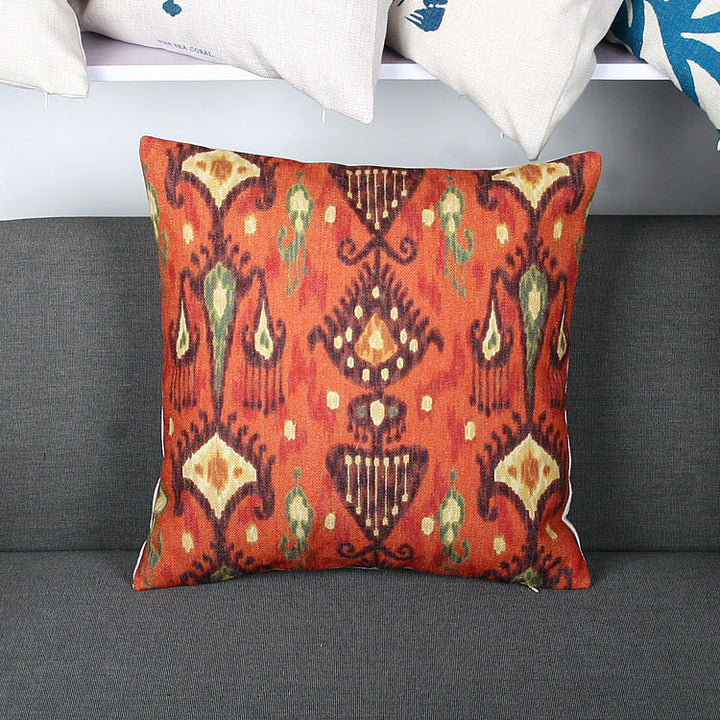 Ikat-Print Square Decorative Throw Pillow Cover with Hidden Zipper