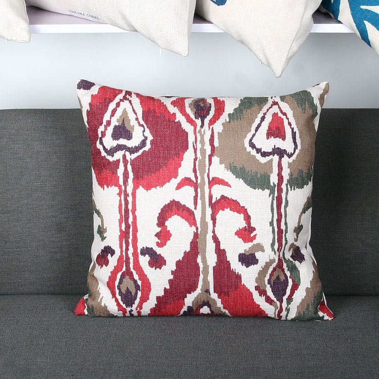Ikat-Print Square Decorative Throw Pillow Cover with Hidden Zipper