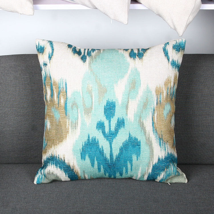 Ikat-Print Square Decorative Throw Pillow Cover with Hidden Zipper