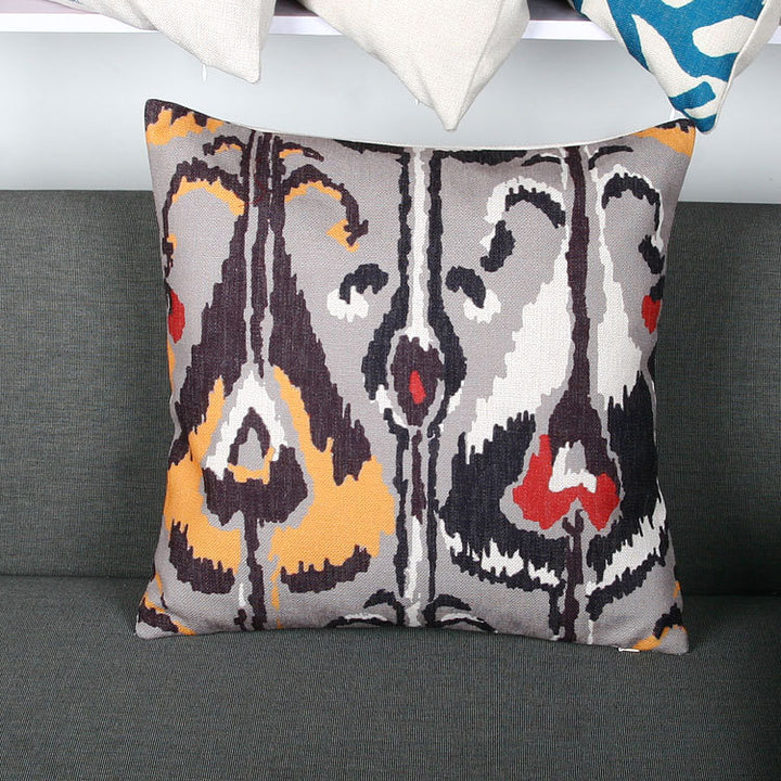 Ikat-Print Square Decorative Throw Pillow Cover with Hidden Zipper