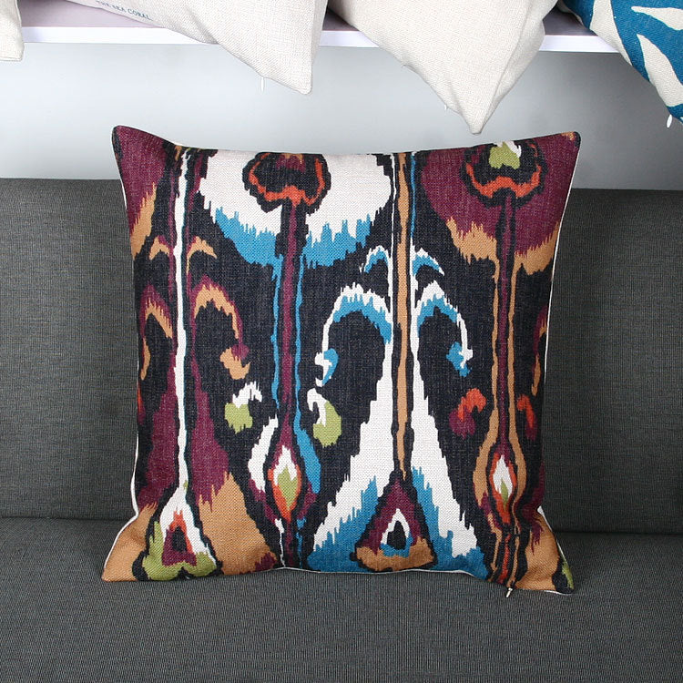 Ikat-Print Square Decorative Throw Pillow Cover with Hidden Zipper