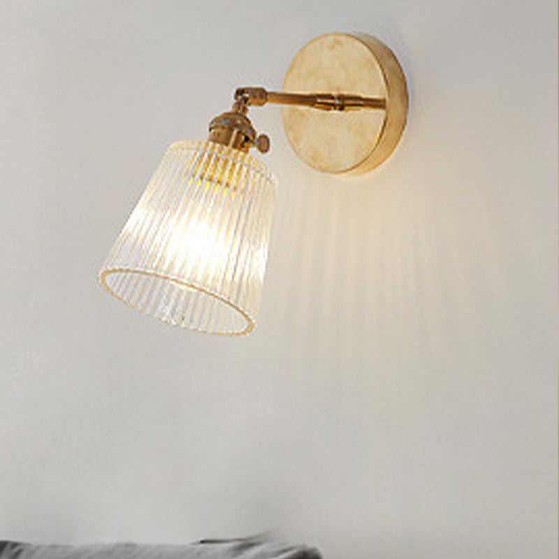 Ribbed Glass Brass Wall Lamp