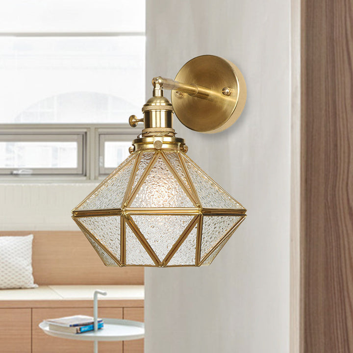 Geometric/Globe/Pentagram Wall Sconce Contemporary Prismatic Glass 1 Bulb Brass Wall Mount Light Fixture | Kalsten