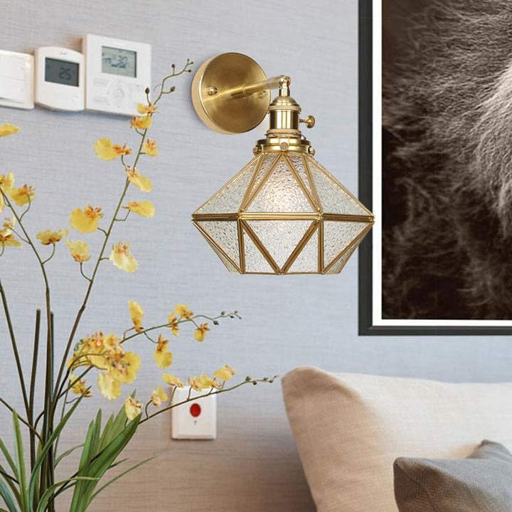 Geometric/Globe/Pentagram Wall Sconce Contemporary Prismatic Glass 1 Bulb Brass Wall Mount Light Fixture | Kalsten