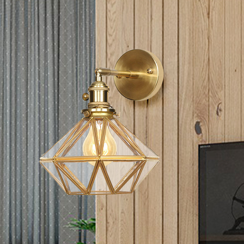 Geometric/Globe/Pentagram Wall Sconce Contemporary Prismatic Glass 1 Bulb Brass Wall Mount Light Fixture | Kalsten