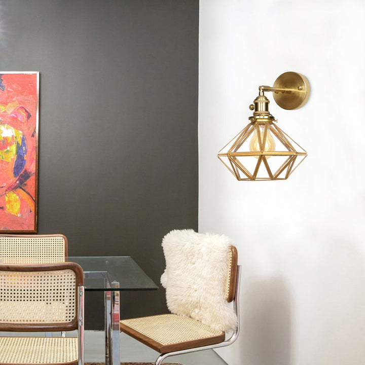Geometric/Globe/Pentagram Wall Sconce Contemporary Prismatic Glass 1 Bulb Brass Wall Mount Light Fixture | Kalsten