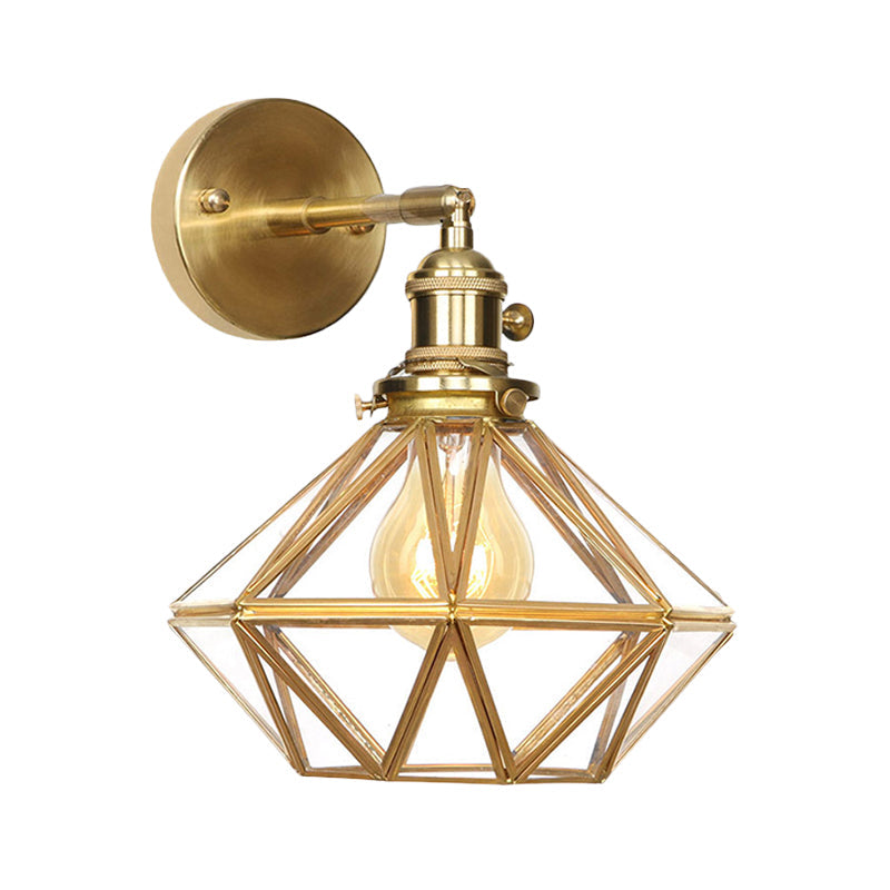 Geometric/Globe/Pentagram Wall Sconce Contemporary Prismatic Glass 1 Bulb Brass Wall Mount Light Fixture | Kalsten