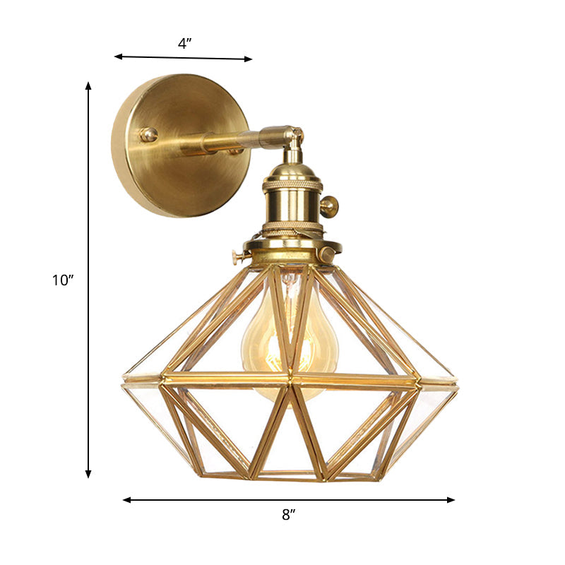 Geometric/Globe/Pentagram Wall Sconce Contemporary Prismatic Glass 1 Bulb Brass Wall Mount Light Fixture | Kalsten