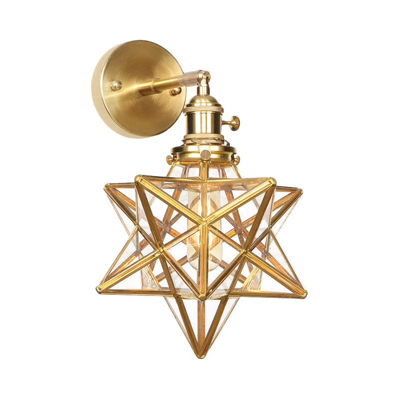 Geometric/Globe/Pentagram Wall Sconce Contemporary Prismatic Glass 1 Bulb Brass Wall Mount Light Fixture | Kalsten