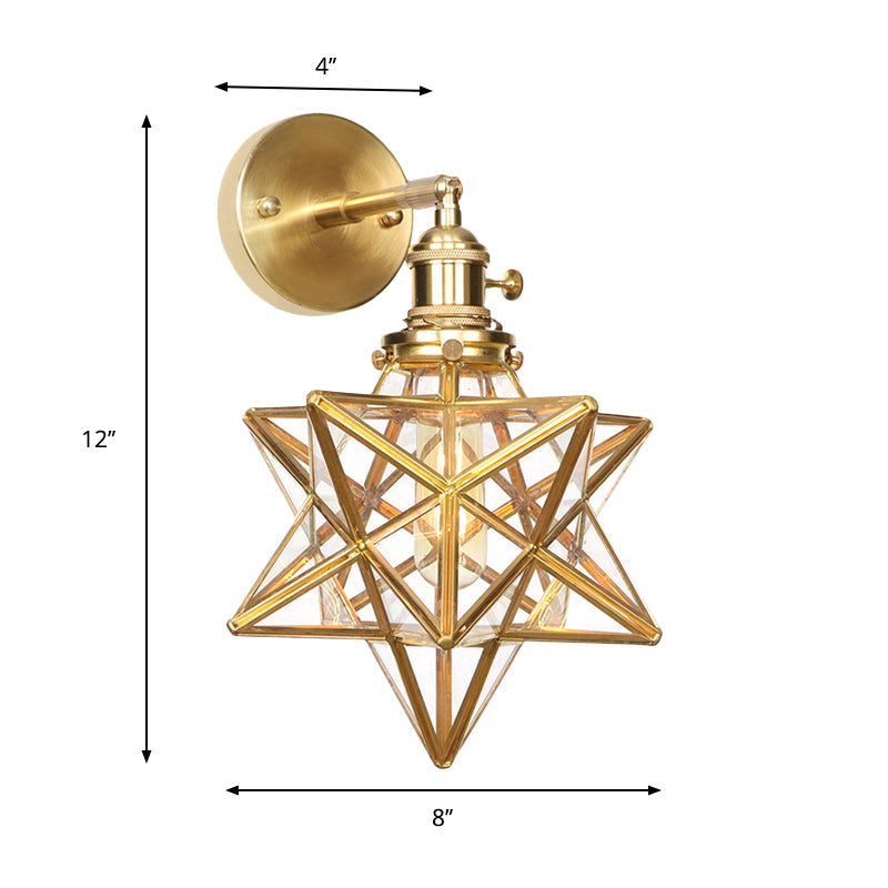 Geometric/Globe/Pentagram Wall Sconce Contemporary Prismatic Glass 1 Bulb Brass Wall Mount Light Fixture | Kalsten