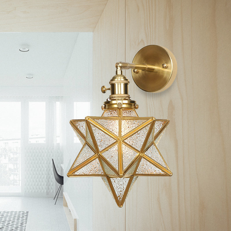 Geometric/Globe/Pentagram Wall Sconce Contemporary Prismatic Glass 1 Bulb Brass Wall Mount Light Fixture | Kalsten